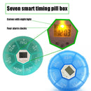 TF141 7-Cell Night Lighting Electronic Pill Box Portable Timing Reminder Pill Box, Size: 11x2.5cm(Blue)
