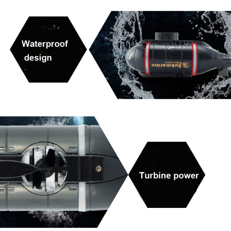 Children 2.4G Electric Six-Way Mini Submarine Model Boy Playing In Water Remote Control Boat Nuclear Submarine(Black)
