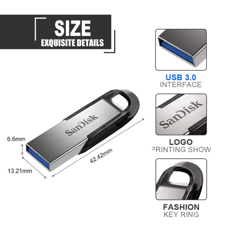 SanDisk CZ73 USB 3.0 High Speed Metal U Disk, Capacity: 128GB(Black)