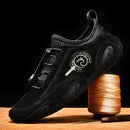 Spring And Summer Men Casual Breathable Peas Shoes Leather Pigskin Lazy Sneakers, Size: 47(Black)