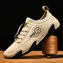 Spring And Summer Men Casual Breathable Peas Shoes Leather Pigskin Lazy Sneakers, Size: 47(Beige)