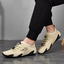 Spring And Summer Men Casual Breathable Peas Shoes Leather Pigskin Lazy Sneakers, Size: 47(Beige)