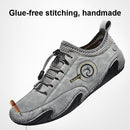 Spring And Summer Men Casual Breathable Peas Shoes Leather Pigskin Lazy Sneakers, Size: 47(Black)