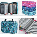Large-Capacity Frosted Pencil Case Zipper Pencil Case(Green Geometry)