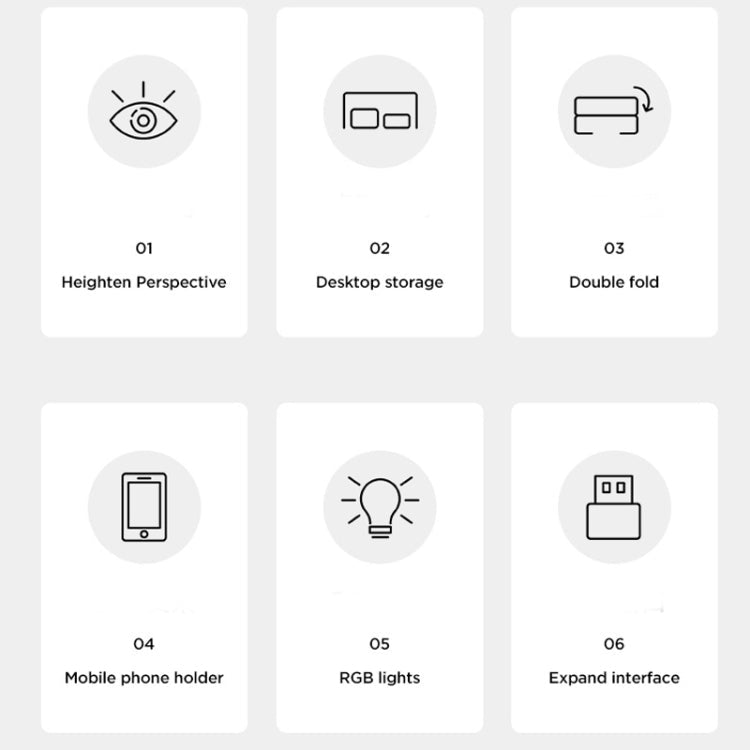 ICE COOREL T1 Monitor Increased Rack Foldable Laptop Stand With RGB Lighting & 4xUSB2.0 Expansion Interface(Obsidian Black)