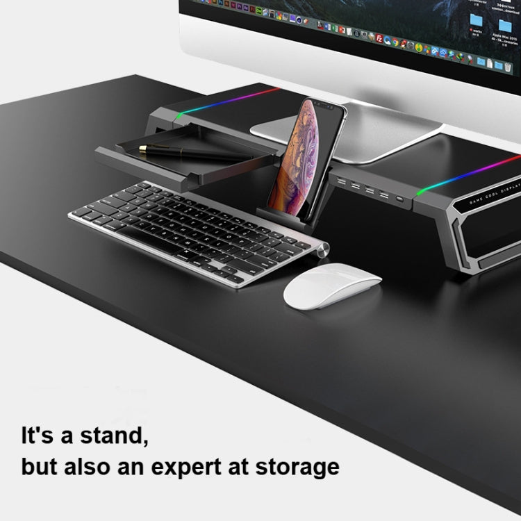 ICE COOREL T1 Monitor Increased Rack Foldable Laptop Stand With RGB Lighting & 4xUSB2.0 Expansion Interface(Moonlight White)