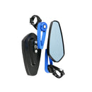 Electric Bike Motorcycle Modified Reversing Retro Rearview Handle Mirror All Aluminum Reflective Rearview Mirror(Blue)