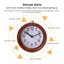 Solid Wood Silent Snooze Alarm Clock with Pointer(Square Wood Color)