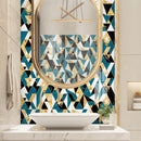2 Sets Geometric Pattern Staircase Wall Tile Sticker Kitchen Stove Water And Oil Proof Stickers, Specification: M: 15x15cm(HT-017 Gold Blue)