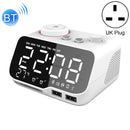 M9 Wireless Bluetooth Speaker Multifunctional Desktop Alarm Clock Support TF Card & U Disk & AUX UK Plug(White)