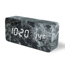 LED Electronic Clock Marble Sound Control Alarm Clock Middle Rectangular Black Pattern