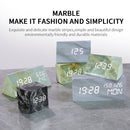 LED Electronic Clock Marble Sound Control Alarm Clock Middle Rectangular Black Pattern