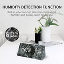 LED Electronic Clock Marble Sound Control Alarm Clock Middle Rectangular White Pattern
