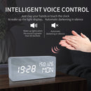 LED Electronic Clock Marble Sound Control Alarm Clock Perpetual Calendar Black Pattern