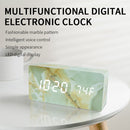 LED Electronic Clock Marble Sound Control Alarm Clock Perpetual Calendar Black Pattern