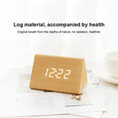 Mute Luminous Electronic Clock Wooden Sound Control Small Triangle Alarm Clock Black Wood Green Light