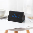 Mute Luminous Electronic Clock Wooden Sound Control Small Triangle Alarm Clock Wood Color White Light