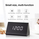 Mute Luminous Electronic Clock Wooden Sound Control Small Triangle Alarm Clock White Wood Red Light