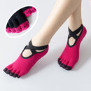 Professional Yoga Socks Non-Slip Five-Finger Split Toe Strap Ballet Dance Cotton Socks, Size: One Size(Dark Blue)