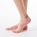 2 Pair Five-Finger Cross-Lace Yoga Cotton Socks Fashion Non-Slip Sports Dance Socks, Size: One Size(Full Toe (Skin Color))
