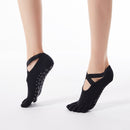 2 Pair Five-Finger Cross-Lace Yoga Cotton Socks Fashion Non-Slip Sports Dance Socks, Size: One Size(Full Toe (Black))