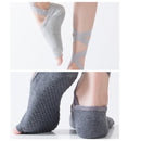 Yoga Five-Finger Socks Open-Toe Lace-Up Dance Socks Particle Non-Slip Socks, Size: One Size(Rose Red)