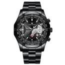 FNGEEN S001 Men Waterproof Watch Calendar Watch(Black Steel Black Surface)