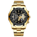 FNGEEN S001 Men Waterproof Watch Calendar Watch(Full Gold Black Surface)