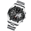 FNGEEN S001 Men Waterproof Watch Calendar Watch(White Steel Black Surface)