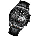 FNGEEN S001 Men Waterproof Watch Calendar Watch(Black Leather Black Steel Black Surface)
