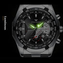 FNGEEN S001 Men Waterproof Watch Calendar Watch(Black Leather White Steel Blue Surface)