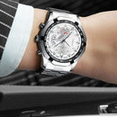 FNGEEN S001 Men Waterproof Watch Calendar Watch(Black Leather Black Steel Black Surface)