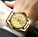 FNGEEN S001 Men Waterproof Watch Calendar Watch(Full Gold Black Surface)