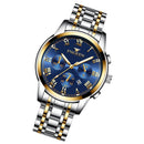 FNGEEN 4006 Men Trendy Waterproof Quartz Watch(Gold Blue Surface)