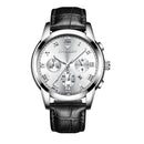 FNGEEN 4006 Men Trendy Waterproof Quartz Watch(Black Leather White Steel White Surface)