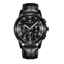 FNGEEN 4006 Men Trendy Waterproof Quartz Watch(Black Leather Black Steel Black Surface)