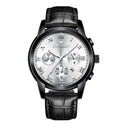 FNGEEN 4006 Men Trendy Waterproof Quartz Watch(Black Leather Black Steel White Surface)