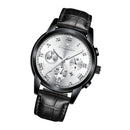 FNGEEN 4006 Men Trendy Waterproof Quartz Watch(Black Leather Black Steel White Surface)