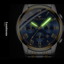 FNGEEN 4006 Men Trendy Waterproof Quartz Watch(Black Leather White Steel Black Surface)