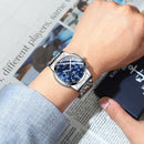 FNGEEN 4006 Men Trendy Waterproof Quartz Watch(Black Leather White Steel White Surface)