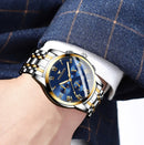 FNGEEN 4006 Men Trendy Waterproof Quartz Watch(Brown Leather Gold White Surface)
