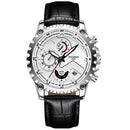 FNGEEN 5757 Men Waterproof Sports Fashion Stainless Steel Watch(Black Leather White Steel White Surface)