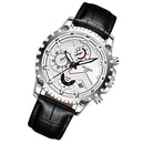 FNGEEN 5757 Men Waterproof Sports Fashion Stainless Steel Watch(Black Leather White Steel White Surface)