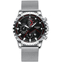 FNGEEN 5757 Men Waterproof Sports Fashion Stainless Steel Watch(White Net White Shell Black Surface)