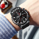 FNGEEN 5757 Men Waterproof Sports Fashion Stainless Steel Watch(Black Net Black Shell Black Surface)