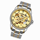 FNGEEN 8866 Men Waterproof Watch Fashion Double-Sided Hollow Automatic Mechanical Watch(Gold Gold Surface)
