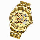 FNGEEN 8866 Men Waterproof Watch Fashion Double-Sided Hollow Automatic Mechanical Watch(All Gold Gold Surface)