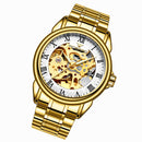 FNGEEN 8866 Men Waterproof Watch Fashion Double-Sided Hollow Automatic Mechanical Watch(All Gold White Surface)