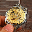 FNGEEN 8866 Men Waterproof Watch Fashion Double-Sided Hollow Automatic Mechanical Watch(Gold Black SurFace)