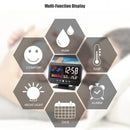 8082T Weather Forecast Clock LED Color Screen Perpetual Calendar Temperature And Humidity Intelligent Voice Control Electronic Alarm Cloc,Specification: Black
